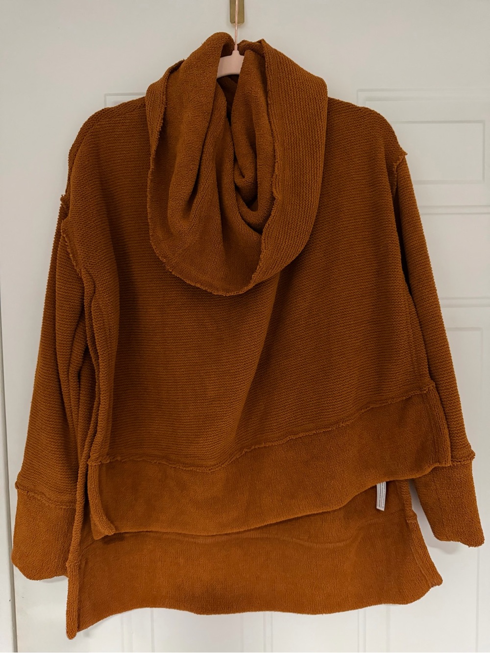 Free People Oversized Hooded Sweater in Rust Brown
